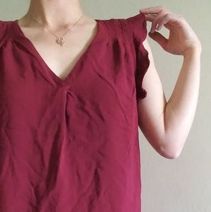 Wine red flutter sleeve top from ModCloth